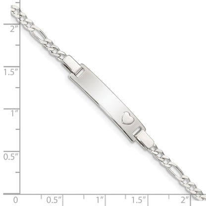 5.5 Inch Sterling Silver Baby Id With Heart Bracelet