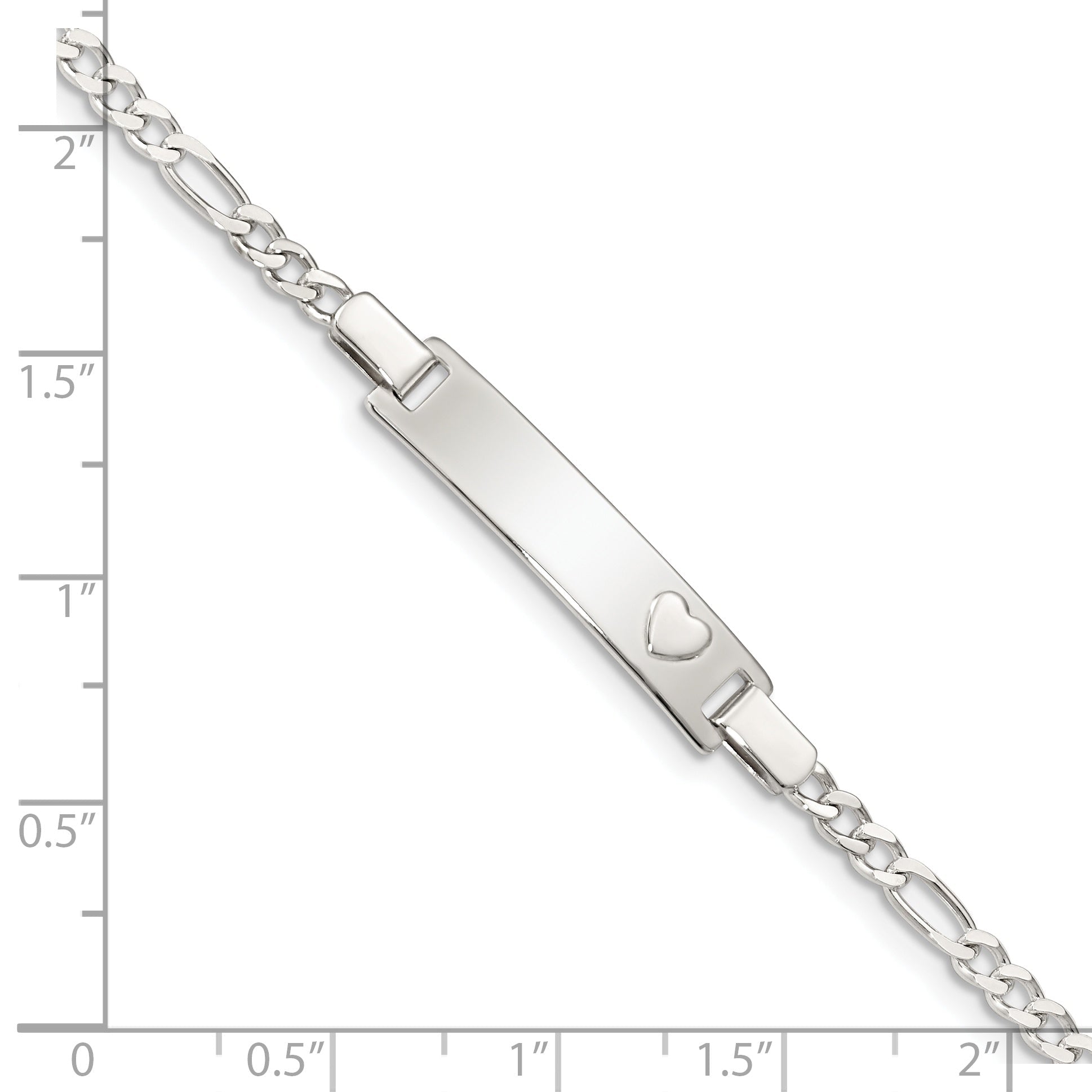 6 Inch Sterling Silver Baby Id With Heart Bracelet