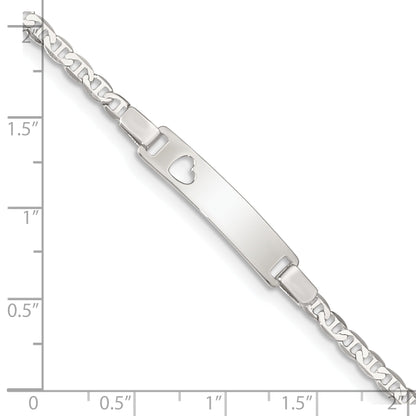5.5 Inch Sterling Silver Baby Id With Cut-Out Heart Bracelet