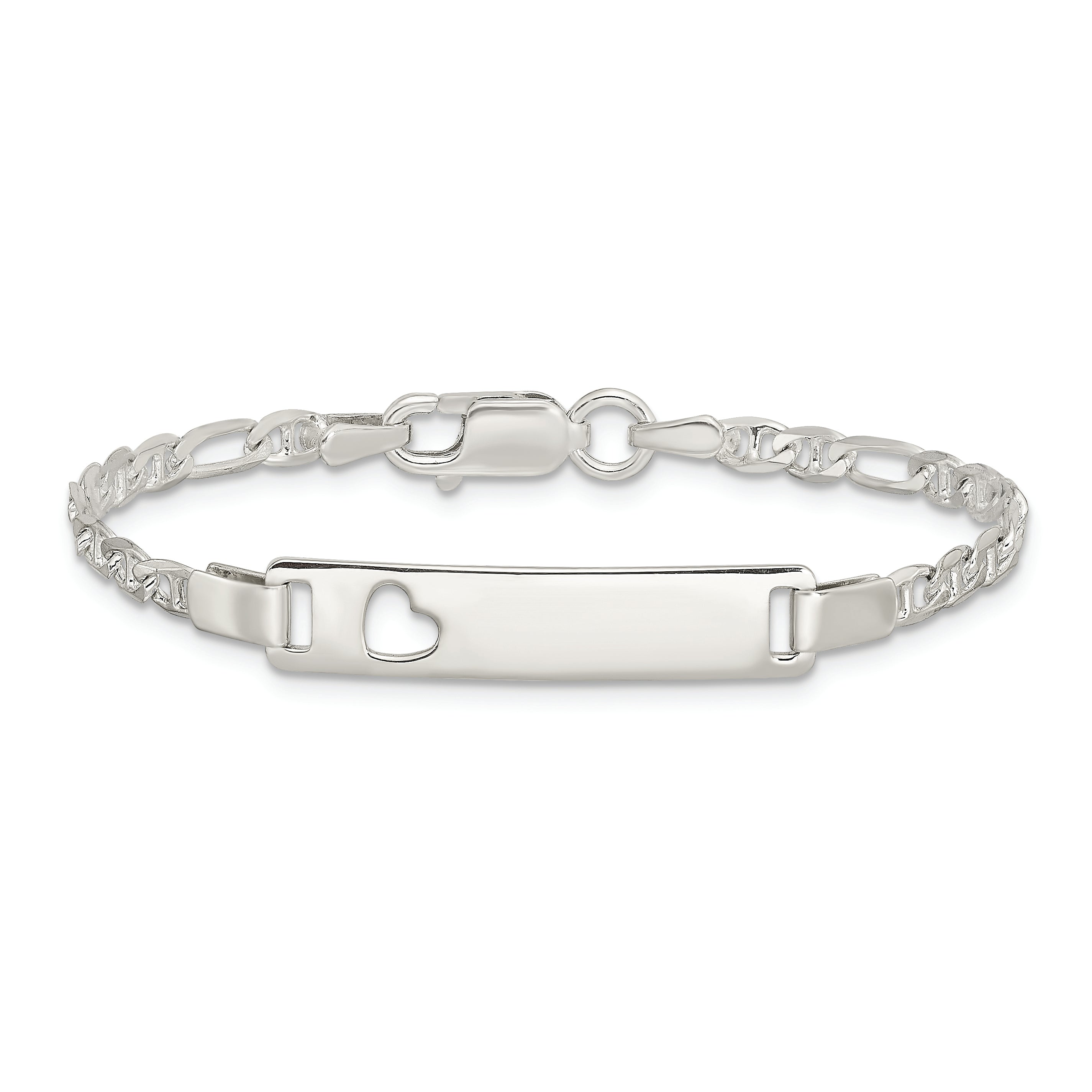 5.5 Inch Sterling Silver Baby Id With Cut-Out Heart Bracelet
