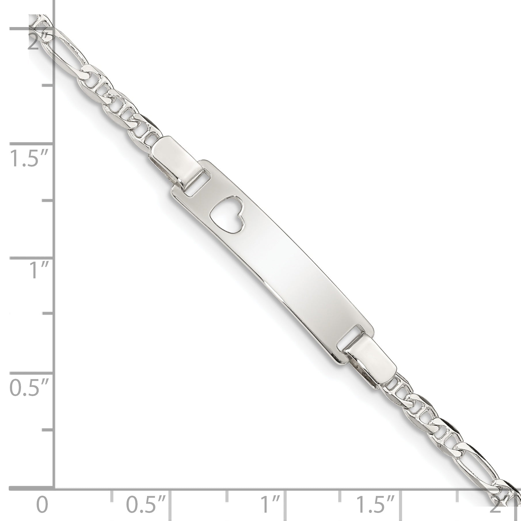 6 Inch Sterling Silver Baby Id With Cut-Out Heart Bracelet