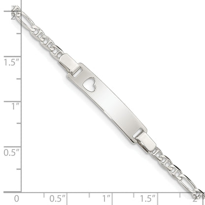 6 Inch Sterling Silver Baby Id With Cut-Out Heart Bracelet