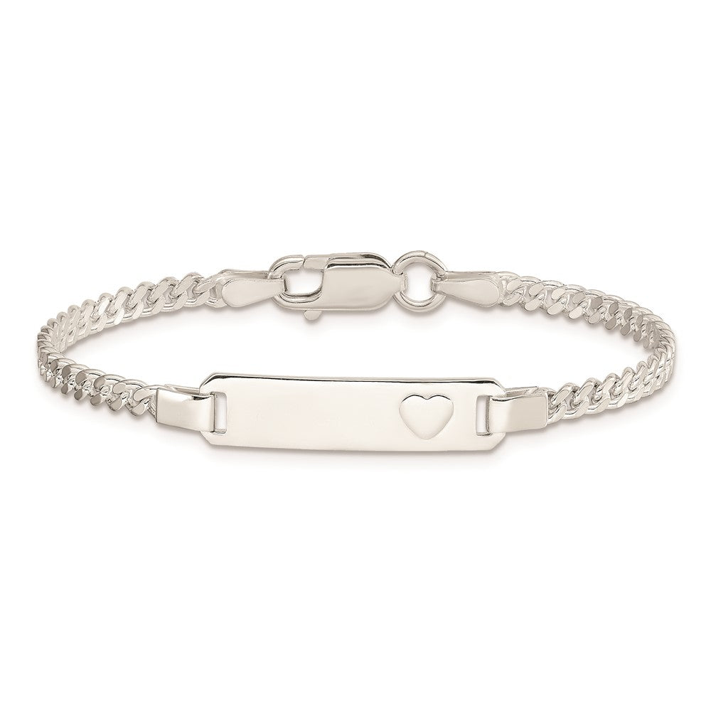 5.5 Inch Sterling Silver Baby Id With Heart Bracelet