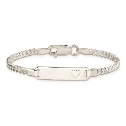5.5 Inch Sterling Silver Baby Id With Heart Bracelet