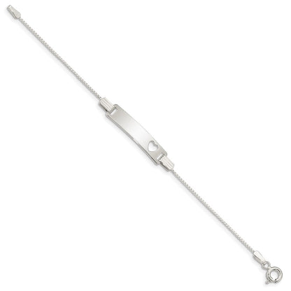 5.5 Inch Sterling Silver Baby Id With Cut-Out Heart Bracelet