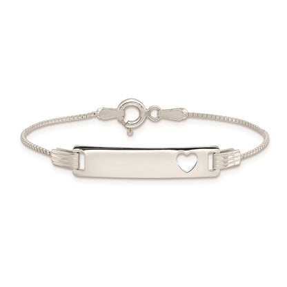 5.5 Inch Sterling Silver Baby Id With Cut-Out Heart Bracelet