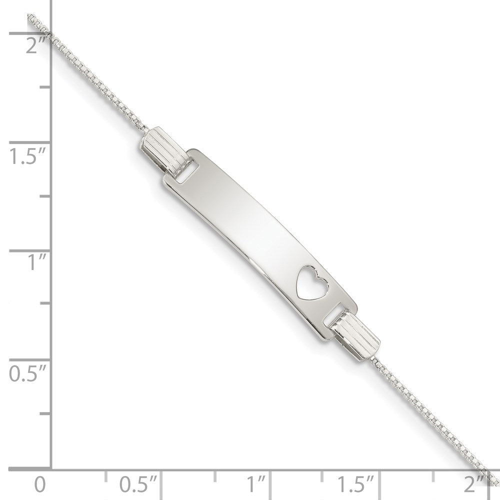 5.5 Inch Sterling Silver Baby Id With Cut-Out Heart Bracelet