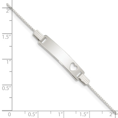 5.5 Inch Sterling Silver Baby Id With Cut-Out Heart Bracelet