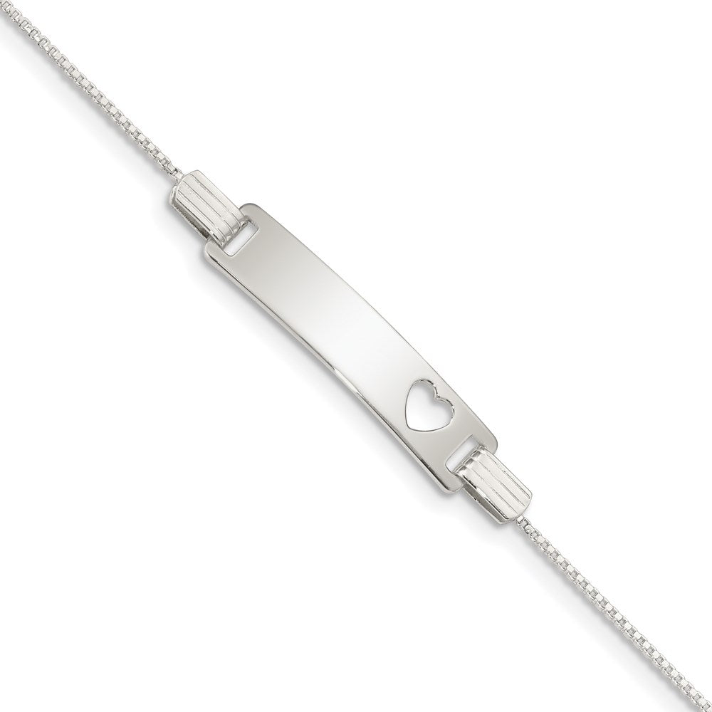 5.5 Inch Sterling Silver Baby Id With Cut-Out Heart Bracelet