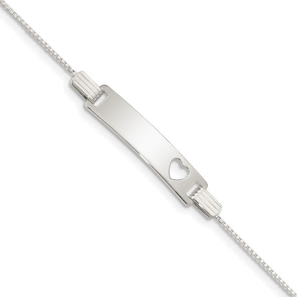 5.5 Inch Sterling Silver Baby Id With Cut-Out Heart Bracelet