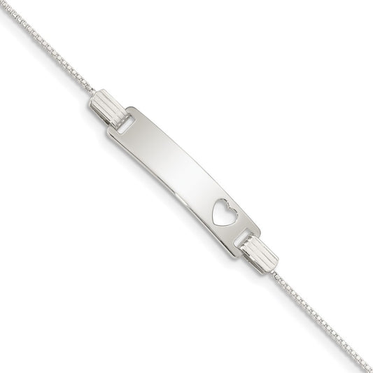 5.5 Inch Sterling Silver Baby Id With Cut-Out Heart Bracelet