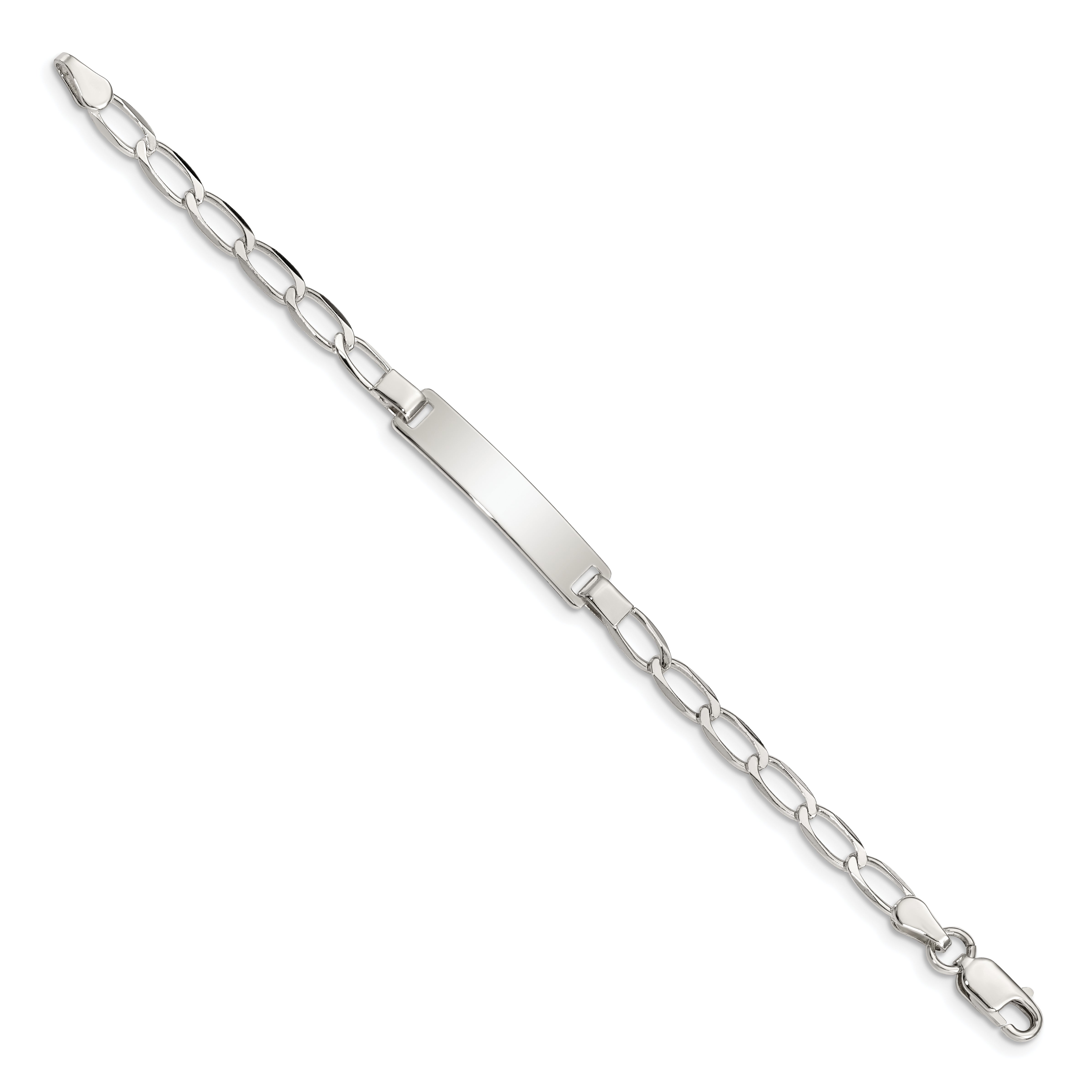 5.5 Inch Sterling Silver Polished Engraveable Childrens Id Bracelet