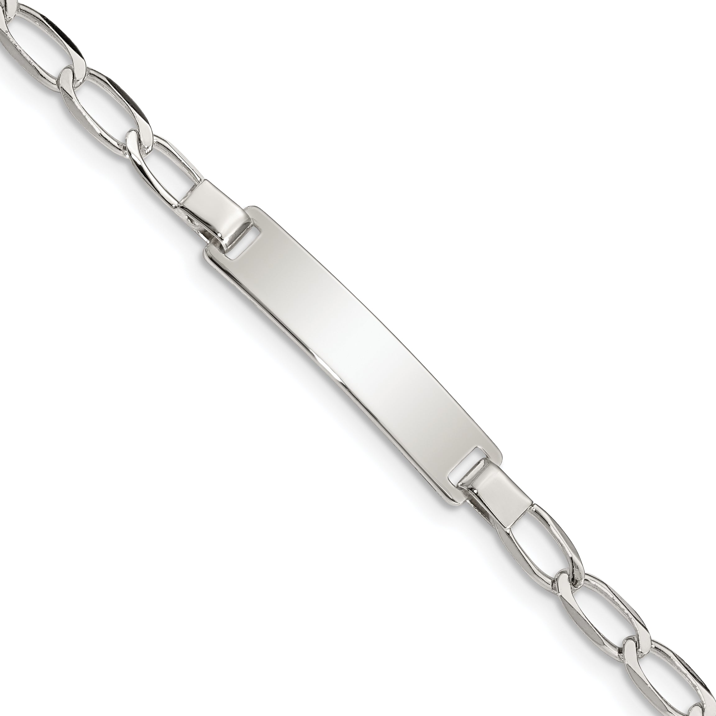 5.5 Inch Sterling Silver Polished Engraveable Childrens Id Bracelet