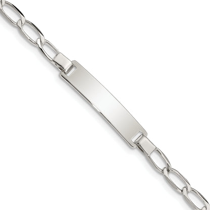 6 Inch Sterling Silver 6Inch Polished Engraveable Childrens Id Bracelet