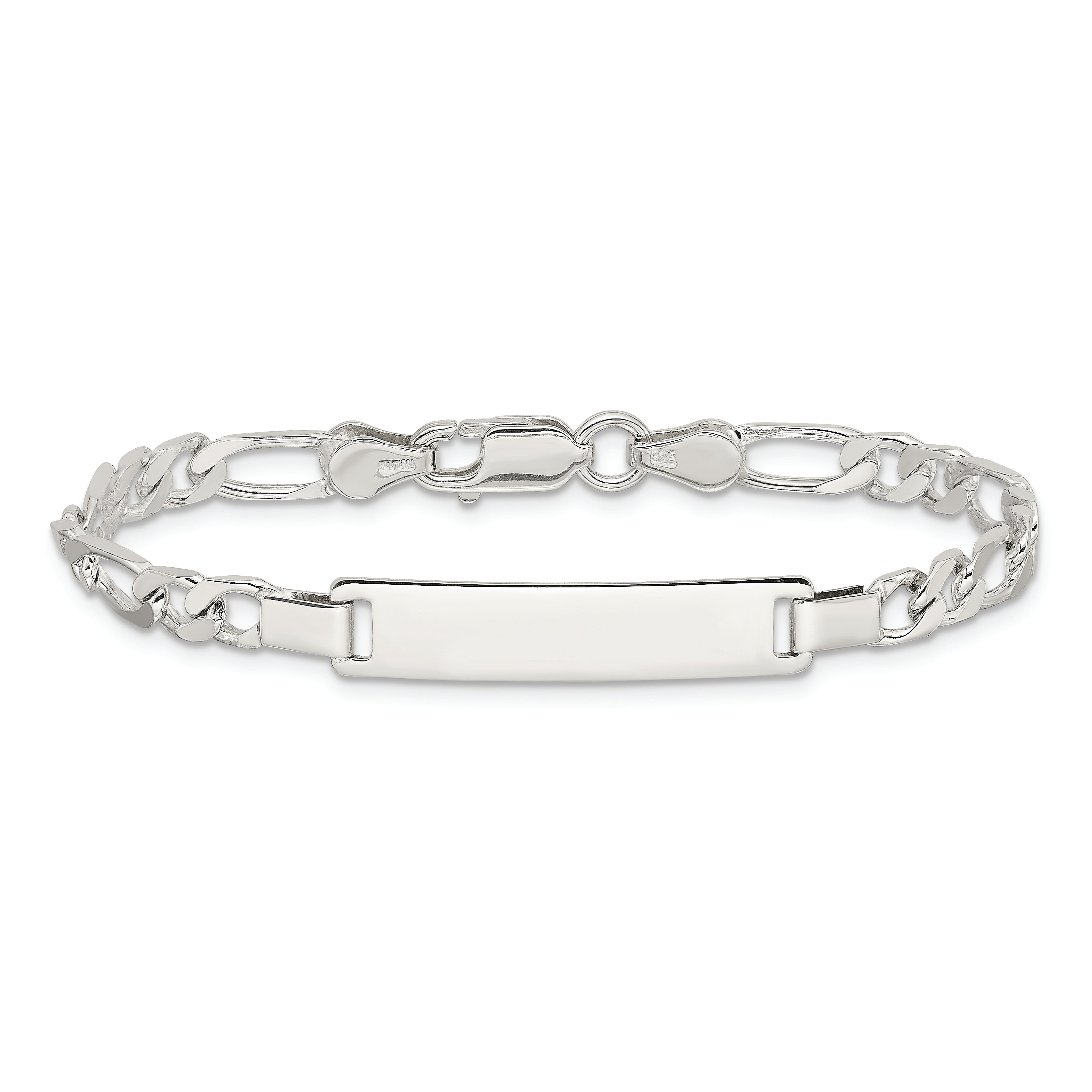 6 Inch Sterling Silver Engraveable Childrens Id On Figaro Link Bracelet
