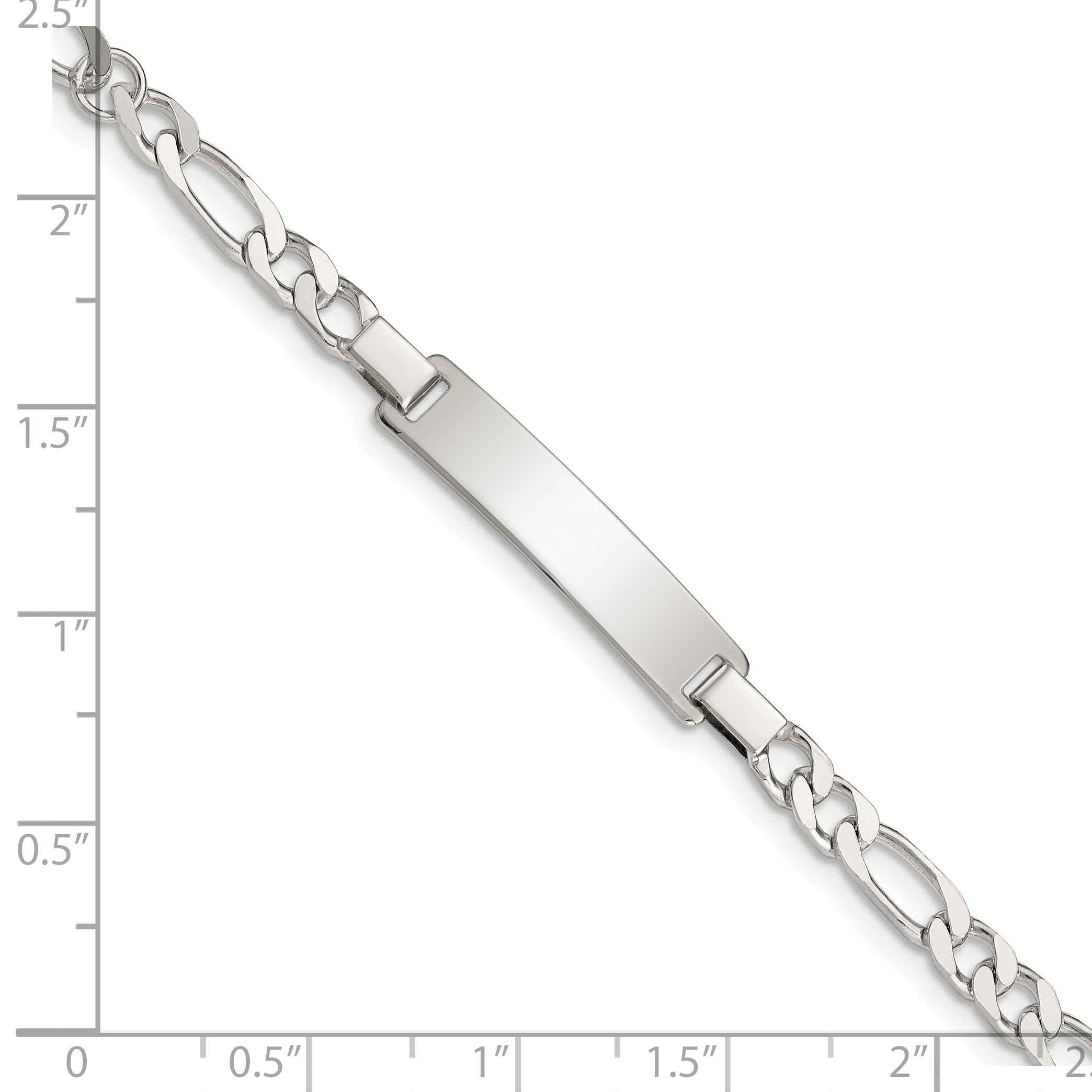 6 Inch Sterling Silver Engraveable Childrens Id On Figaro Link Bracelet