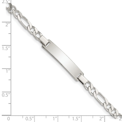 6 Inch Sterling Silver Engraveable Childrens Id On Figaro Link Bracelet