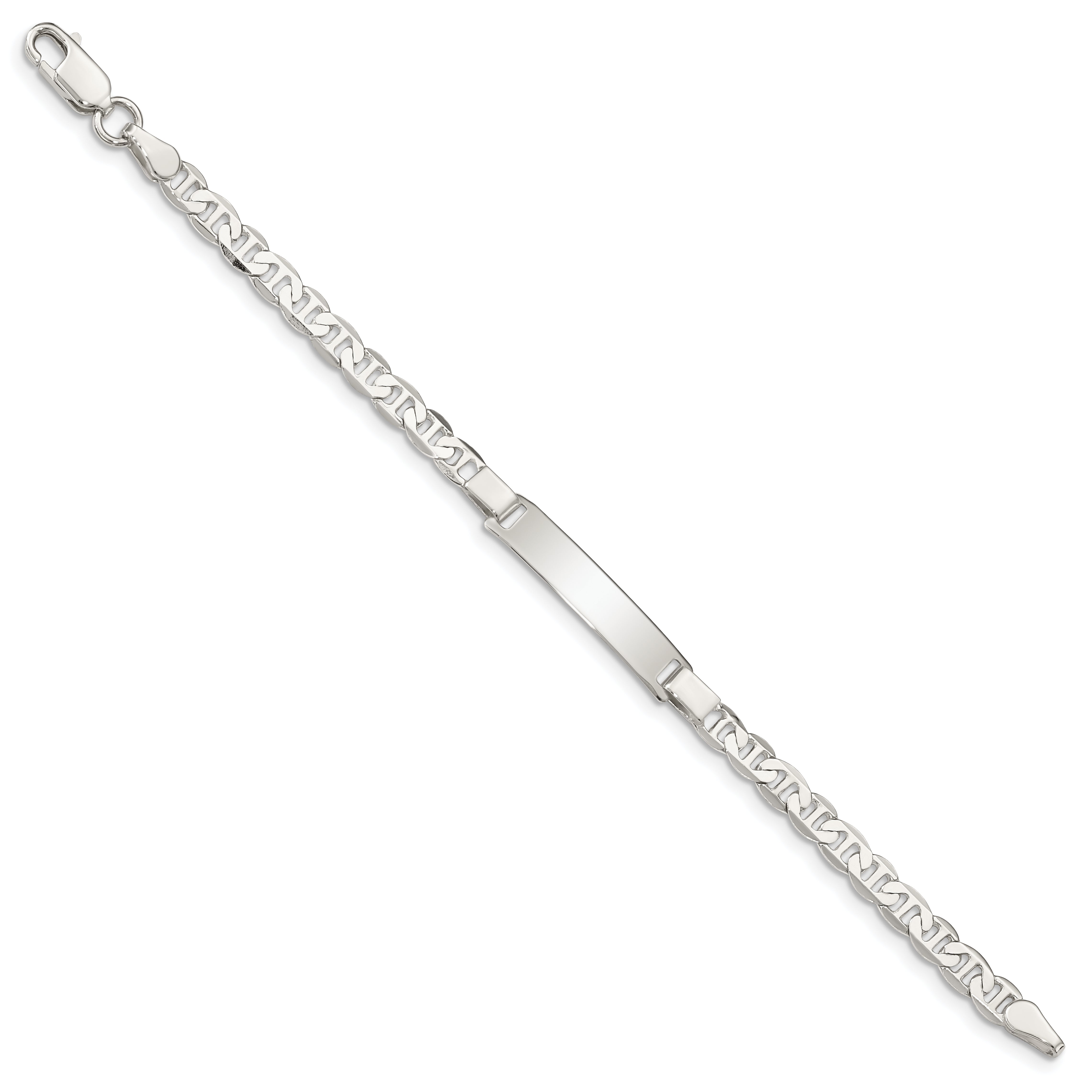 6 Inch Sterling Silver Engraveable Childrens Id Anchor Link Bracelet