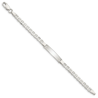 6 Inch Sterling Silver Engraveable Childrens Id Anchor Link Bracelet