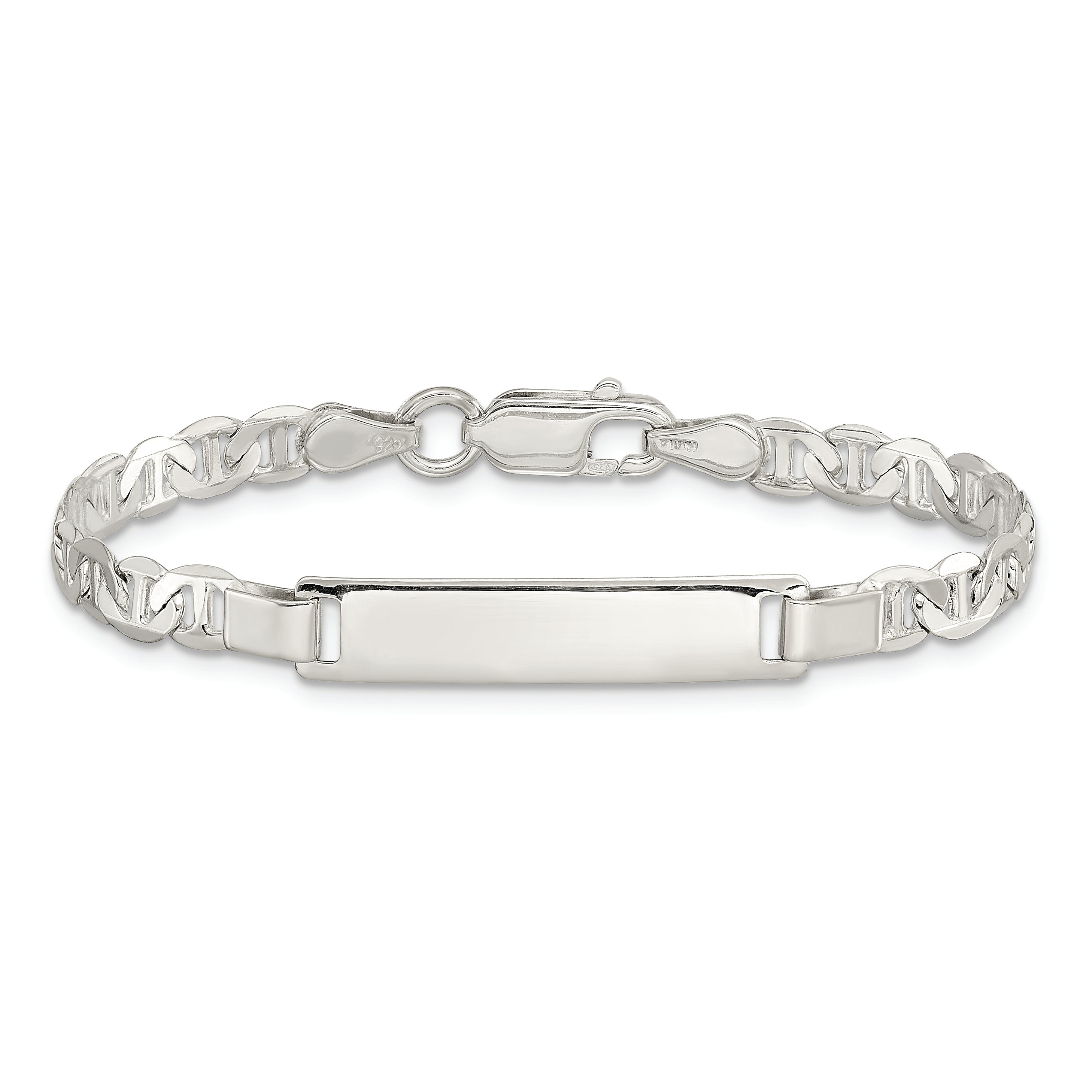 5.5 Inch Sterling Silver Engraveable Childrens Id Anchor Link Bracelet