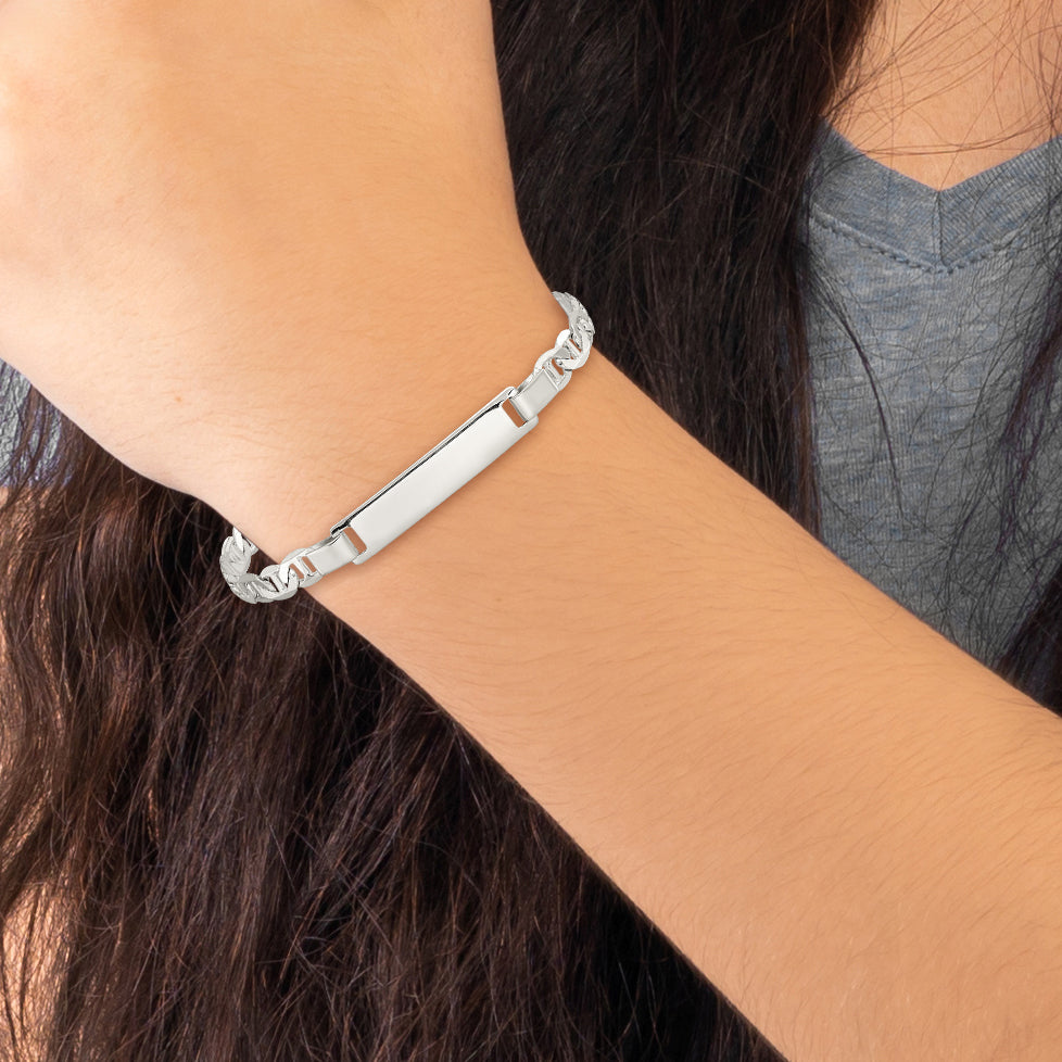 6 Inch Sterling Silver Engraveable Childrens Id Anchor Link Bracelet