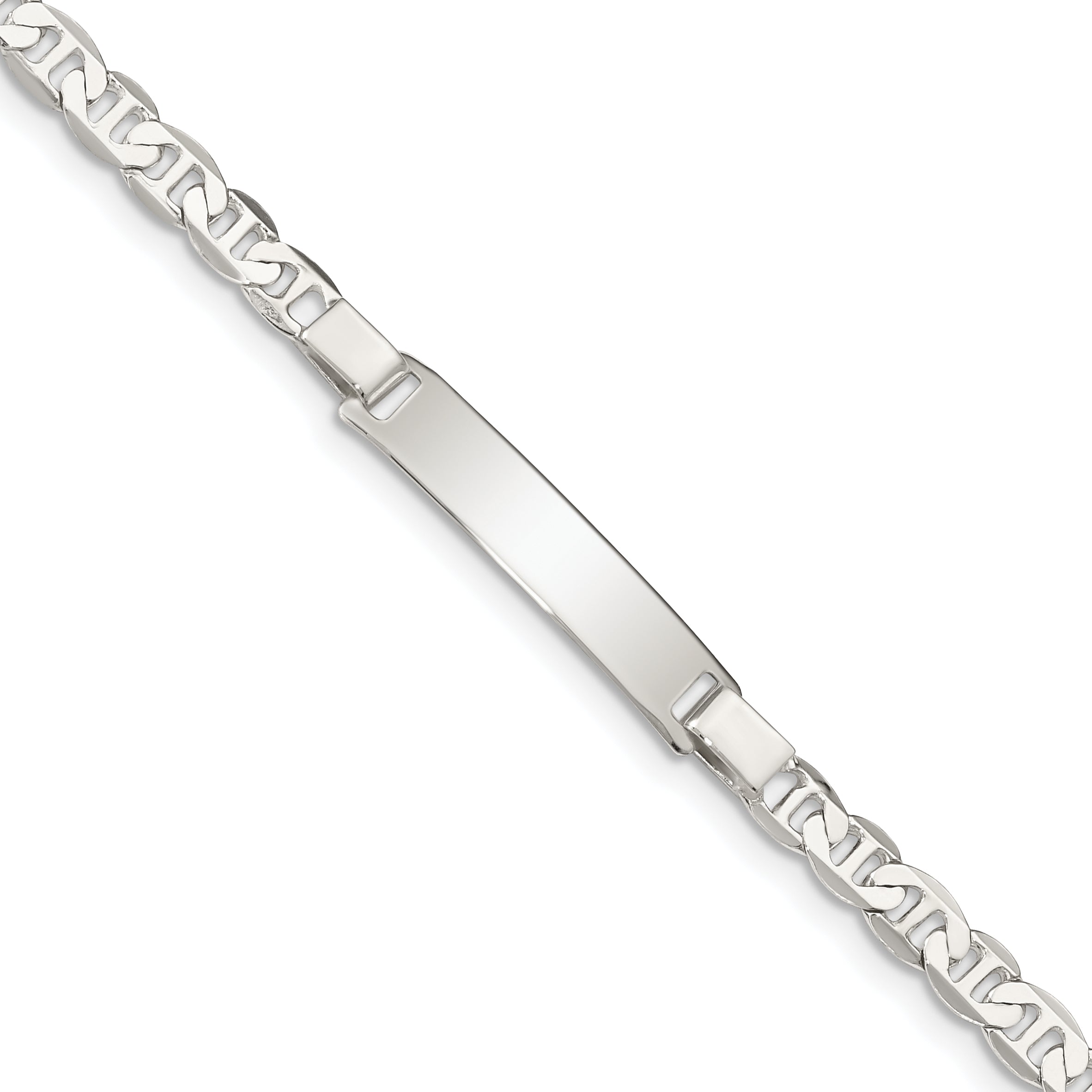 6 Inch Sterling Silver Engraveable Childrens Id Anchor Link Bracelet