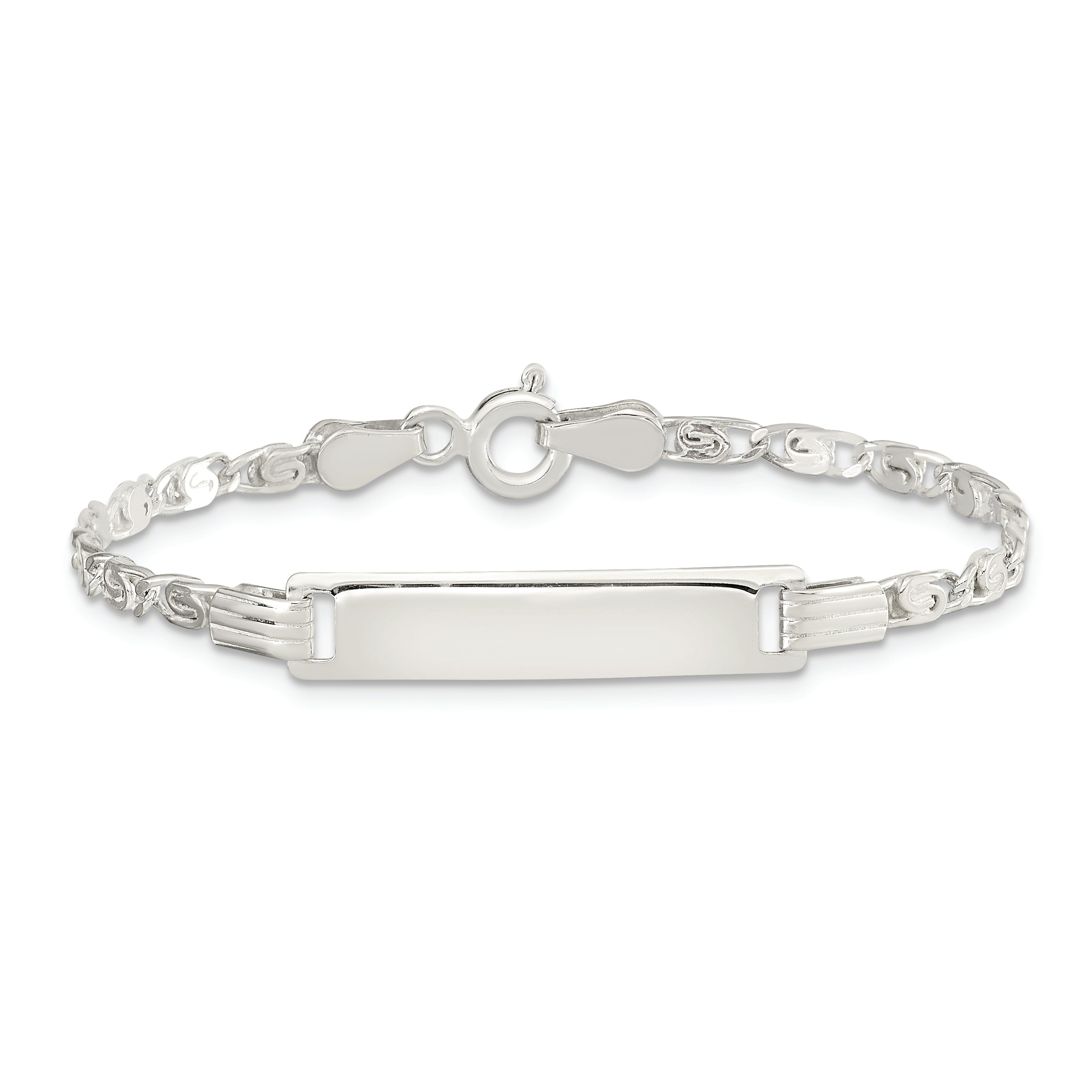 5.5 Inch Sterling Silver Polished Engraveable Childrens Id Bracelet