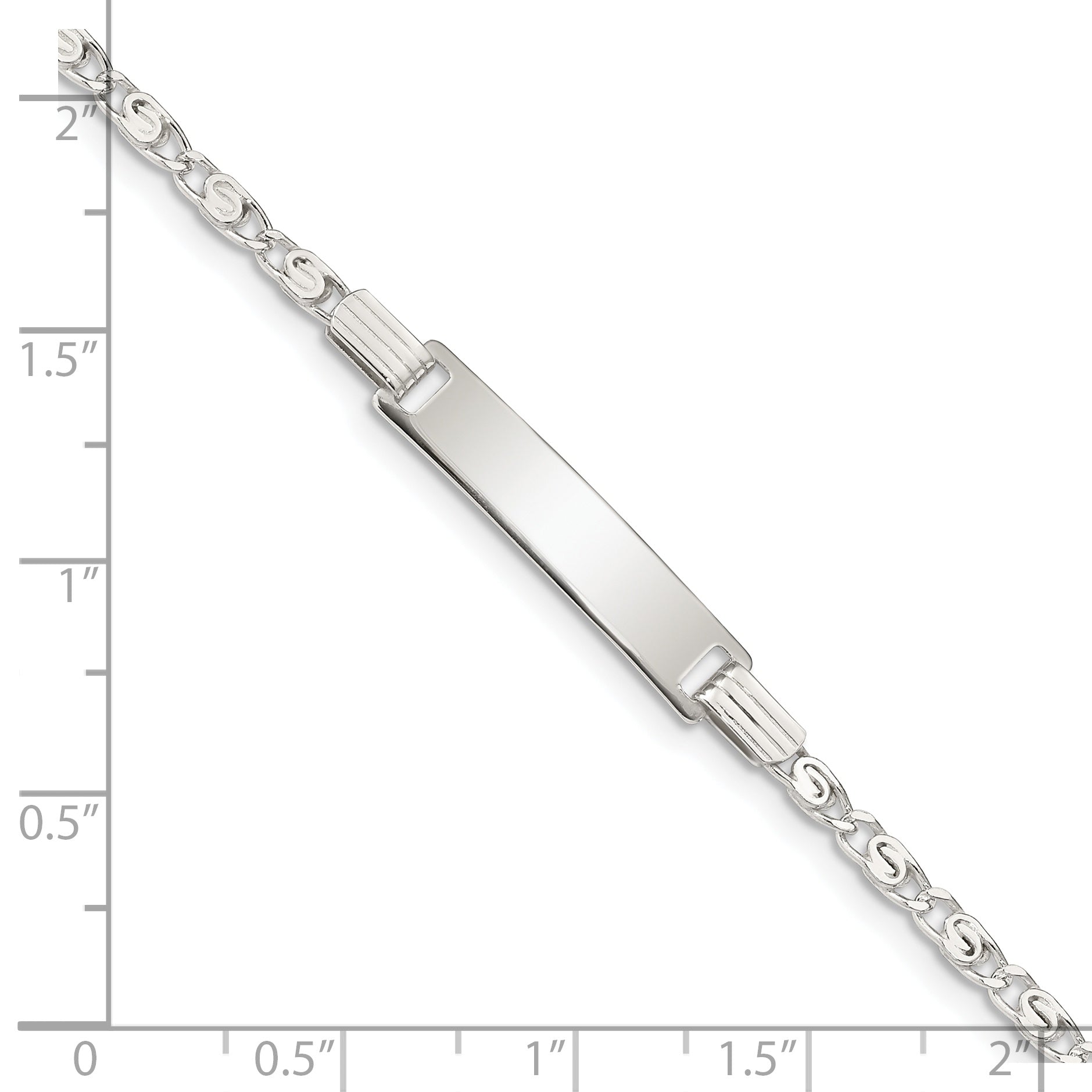 5.5 Inch Sterling Silver Polished Engraveable Childrens Id Bracelet