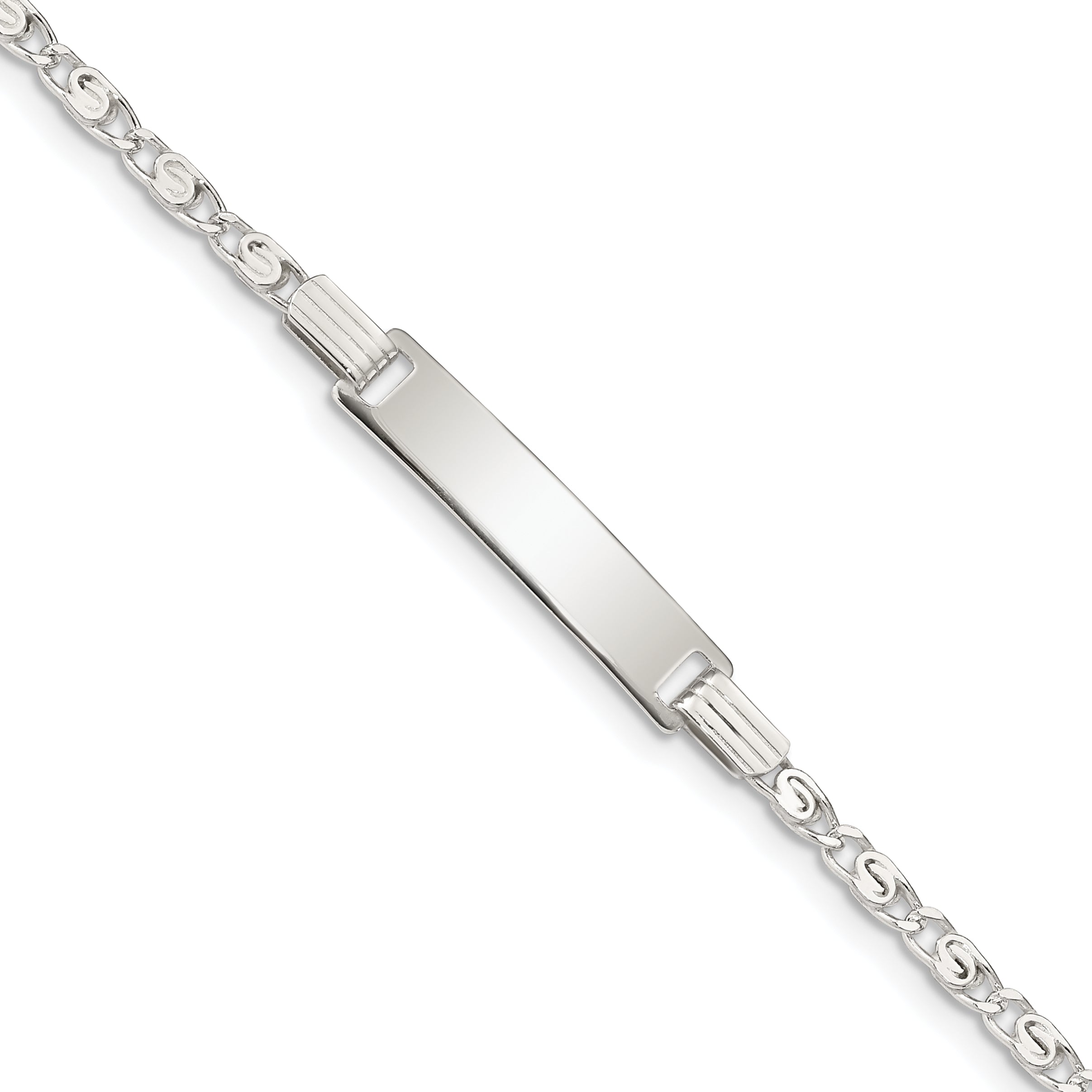 5.5 Inch Sterling Silver Polished Engraveable Childrens Id Bracelet