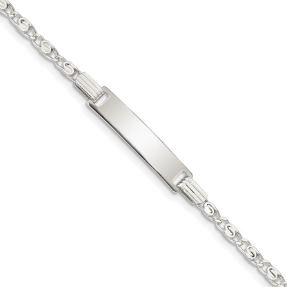 5.5 Inch Sterling Silver Polished Engraveable Childrens Id Bracelet