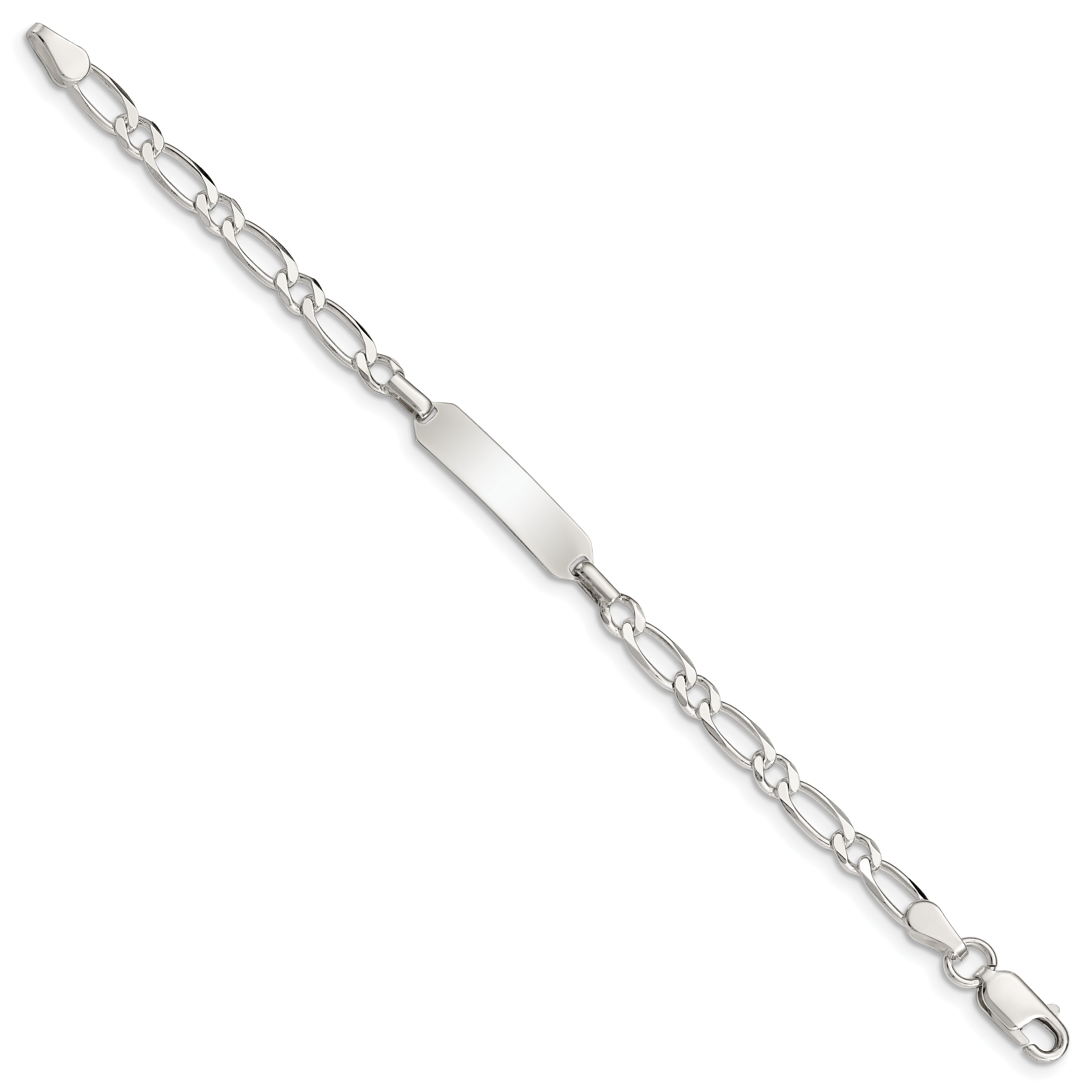 6 Inch Sterling Silver 6Inch Polished Engraveable Childrens Id Bracelet