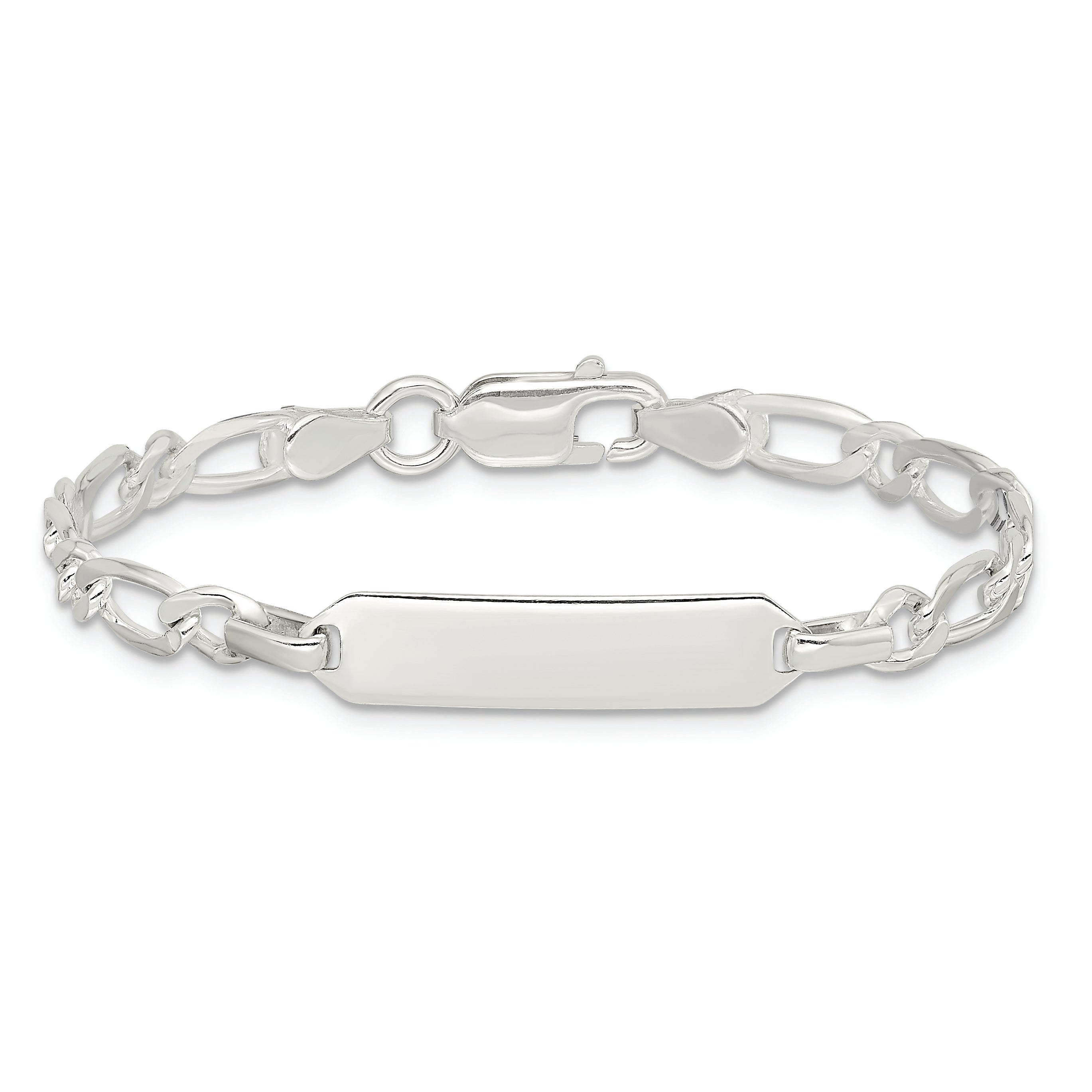 5.5 Inch Sterling Silver Polished Engraveable Childrens Id Bracelet