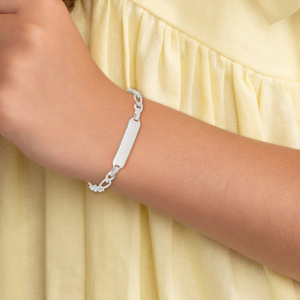 5.5 Inch Sterling Silver Polished Engraveable Childrens Id Bracelet