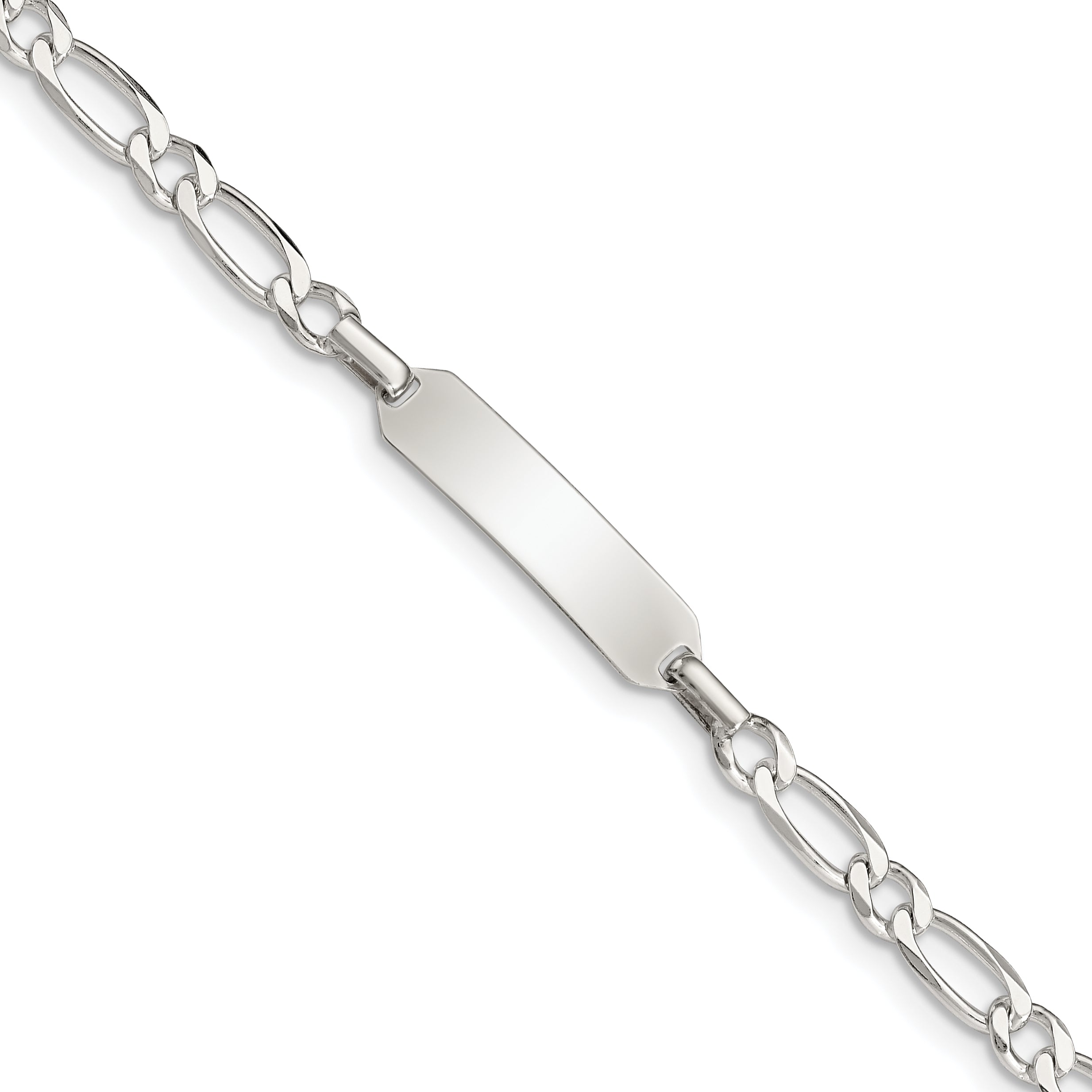 6 Inch Sterling Silver 6Inch Polished Engraveable Childrens Id Bracelet