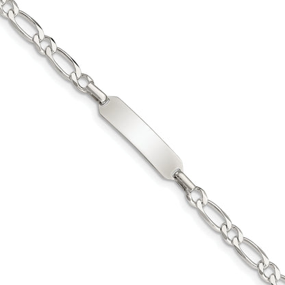 6 Inch Sterling Silver 6Inch Polished Engraveable Childrens Id Bracelet