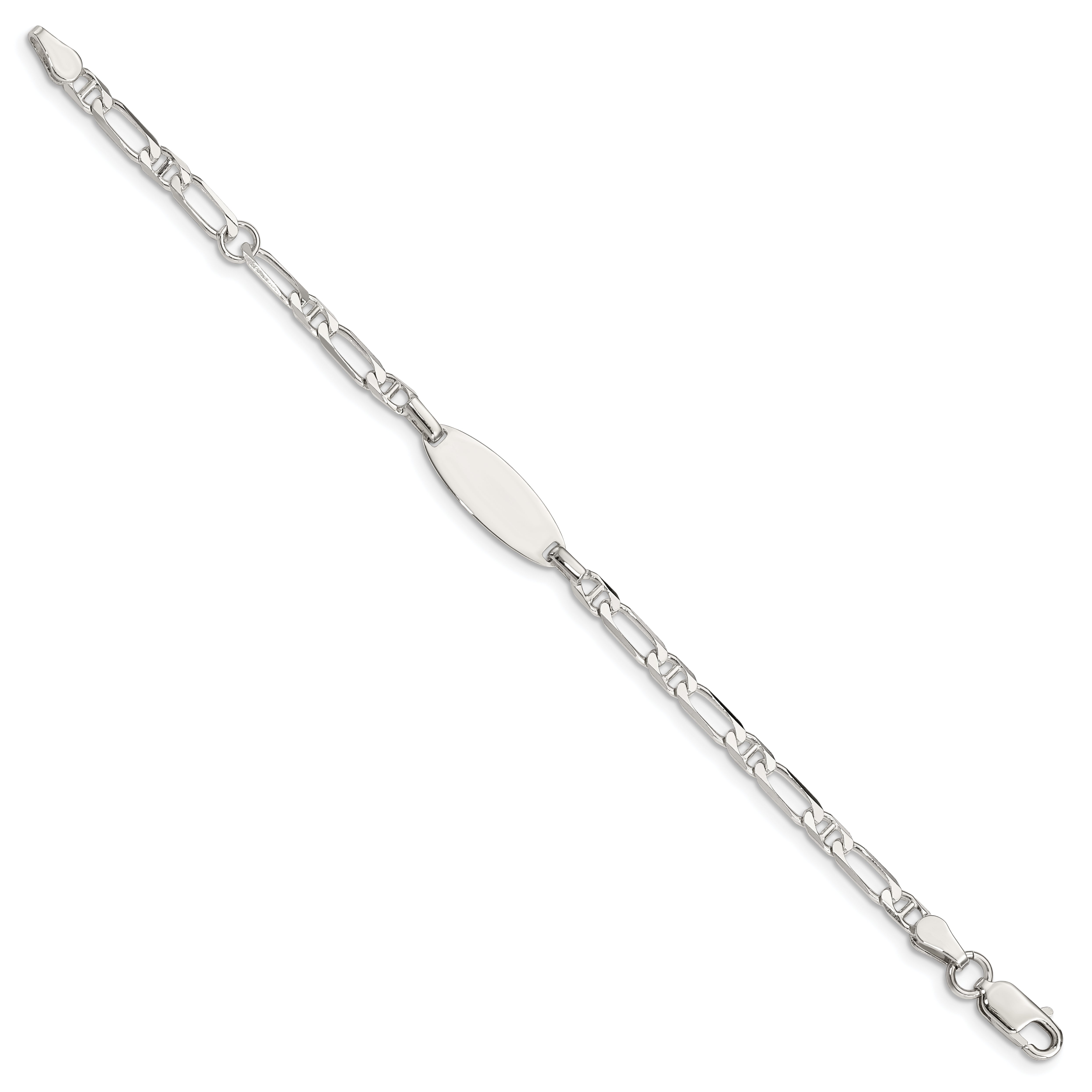 5 Inch Sterling Silver Polished Engraveable 5In Plus 1In Ext Childrens Id Bracelet