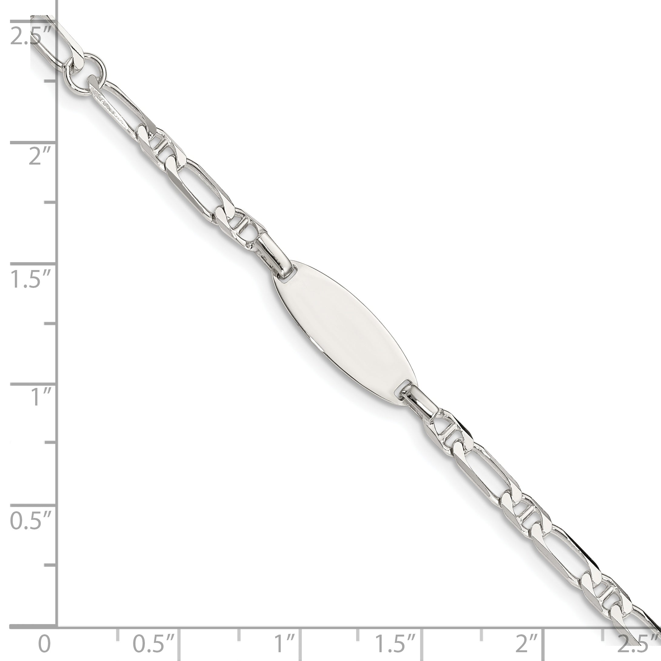 5 Inch Sterling Silver Polished Engraveable 5In Plus 1In Ext Childrens Id Bracelet