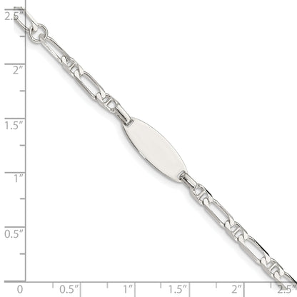 5 Inch Sterling Silver Polished Engraveable 5In Plus 1In Ext Childrens Id Bracelet
