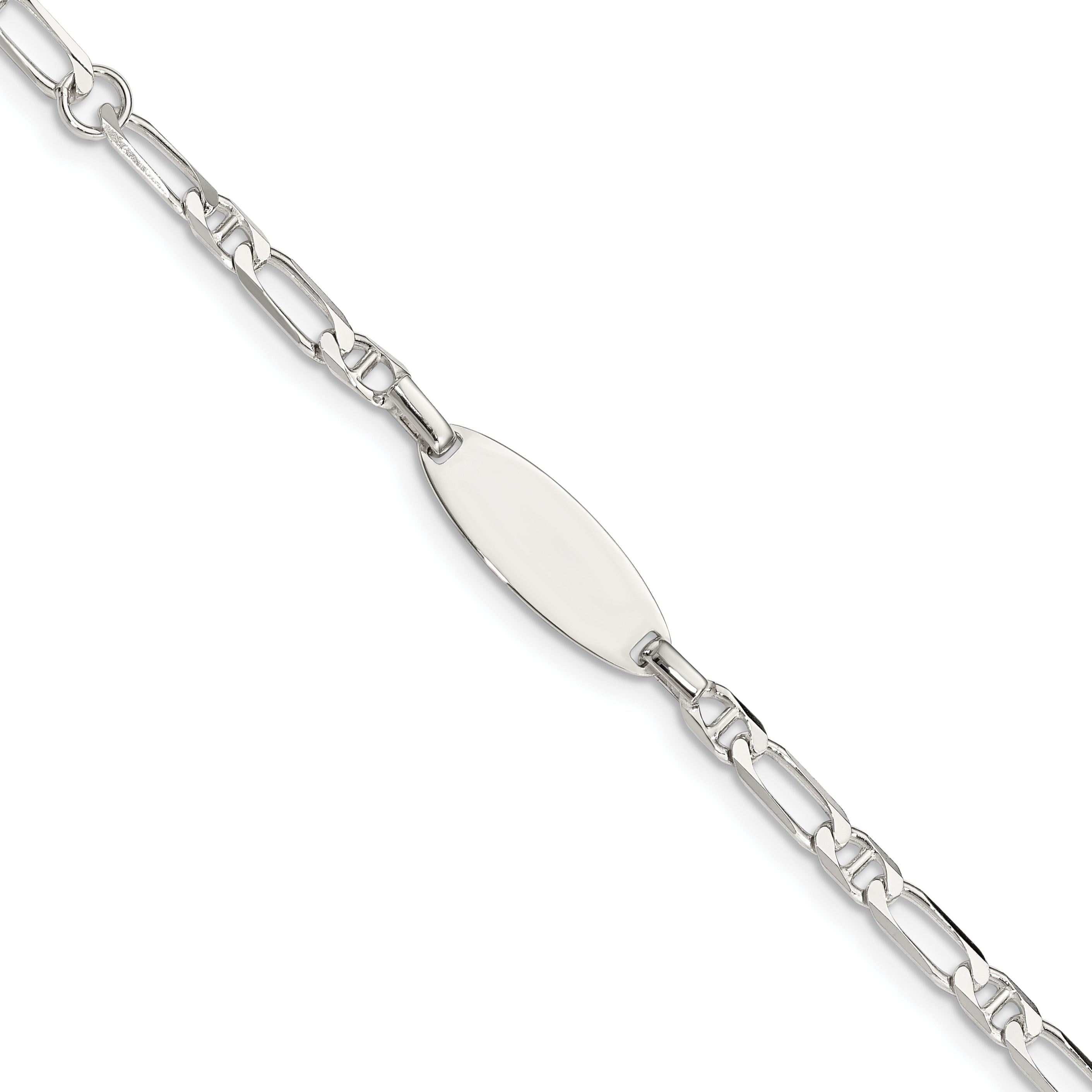 5 Inch Sterling Silver Polished Engraveable 5In Plus 1In Ext Childrens Id Bracelet