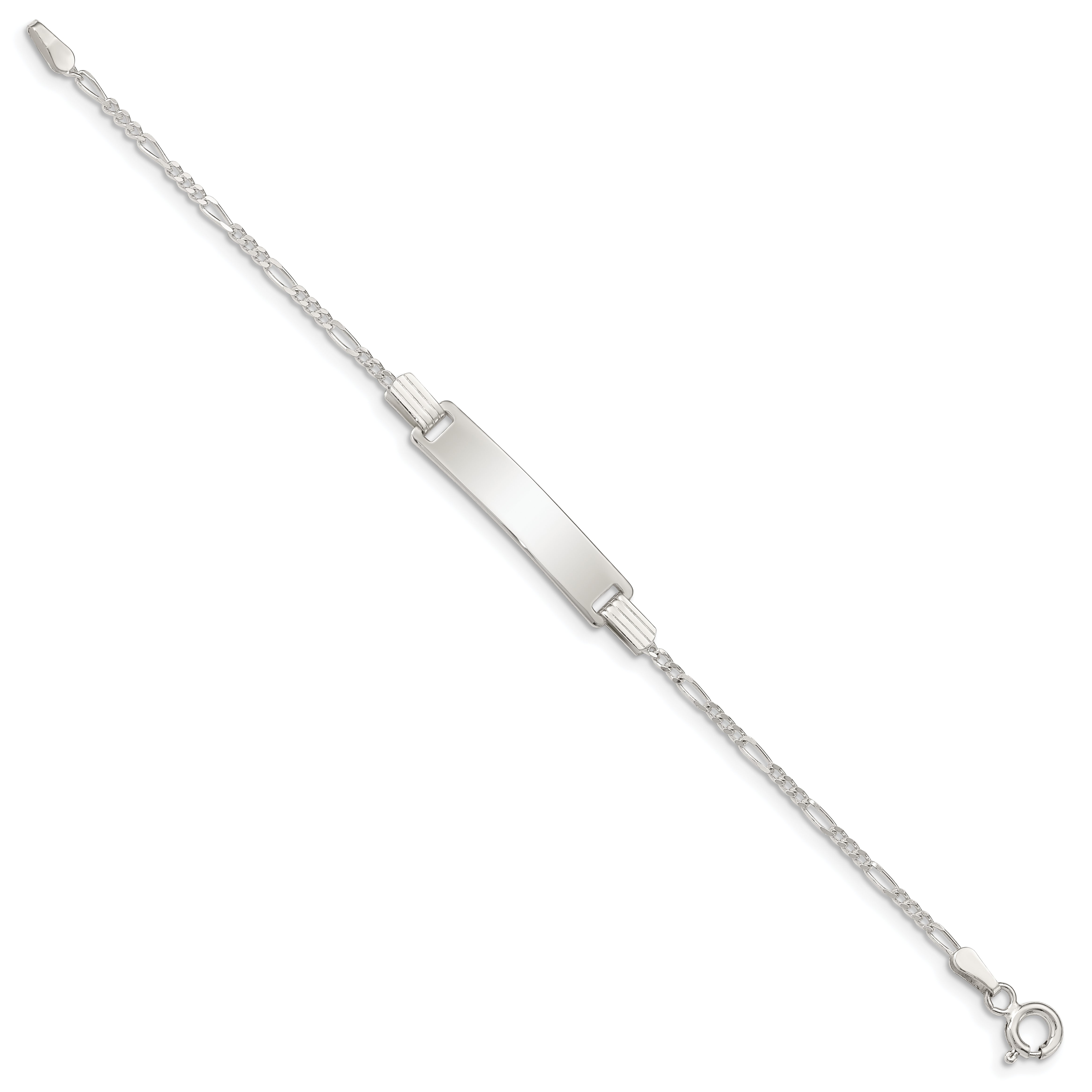 5.5 Inch Sterling Silver Engraveable Childrens Id On Figaro Link Bracelet