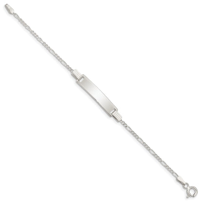 5.5 Inch Sterling Silver Engraveable Childrens Id On Figaro Link Bracelet