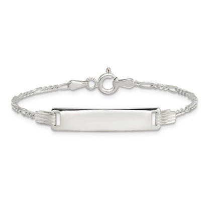 5.5 Inch Sterling Silver Engraveable Childrens Id On Figaro Link Bracelet