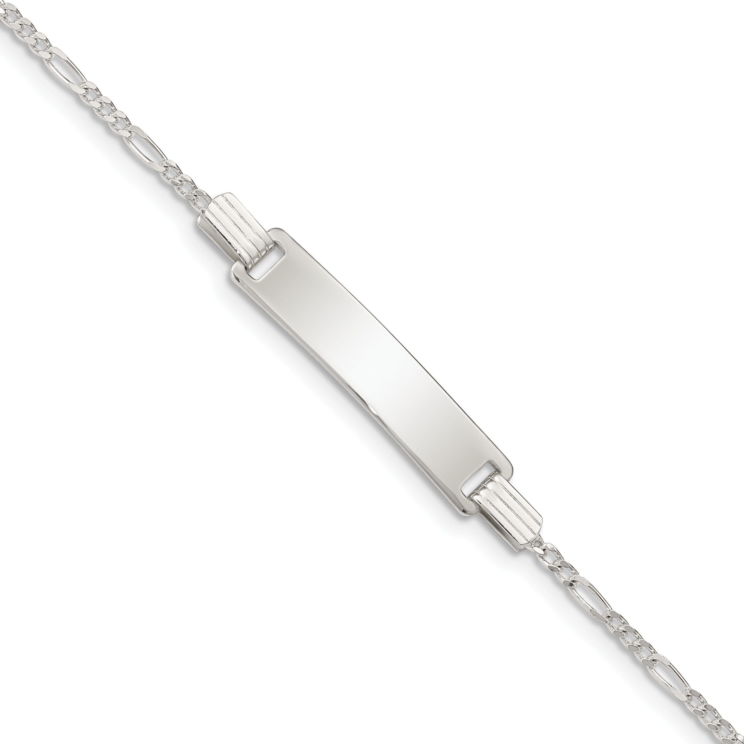5.5 Inch Sterling Silver Engraveable Childrens Id On Figaro Link Bracelet