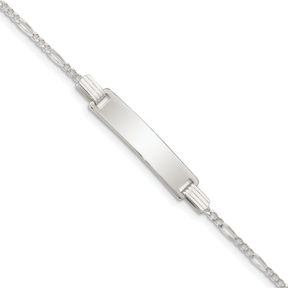 5.5 Inch Sterling Silver Engraveable Childrens Id On Figaro Link Bracelet
