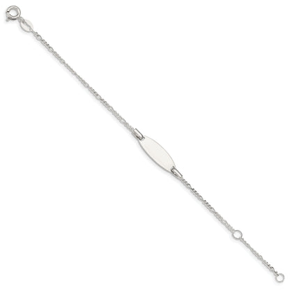 5 Inch Sterling Silver Childrens 5In Plus 1In Ext Id Figaro Link Bracelet