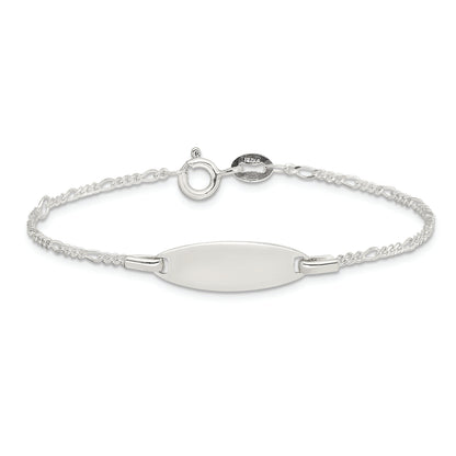 5 Inch Sterling Silver Childrens 5In Plus 1In Ext Id Figaro Link Bracelet