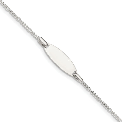 5 Inch Sterling Silver Childrens 5In Plus 1In Ext Id Figaro Link Bracelet