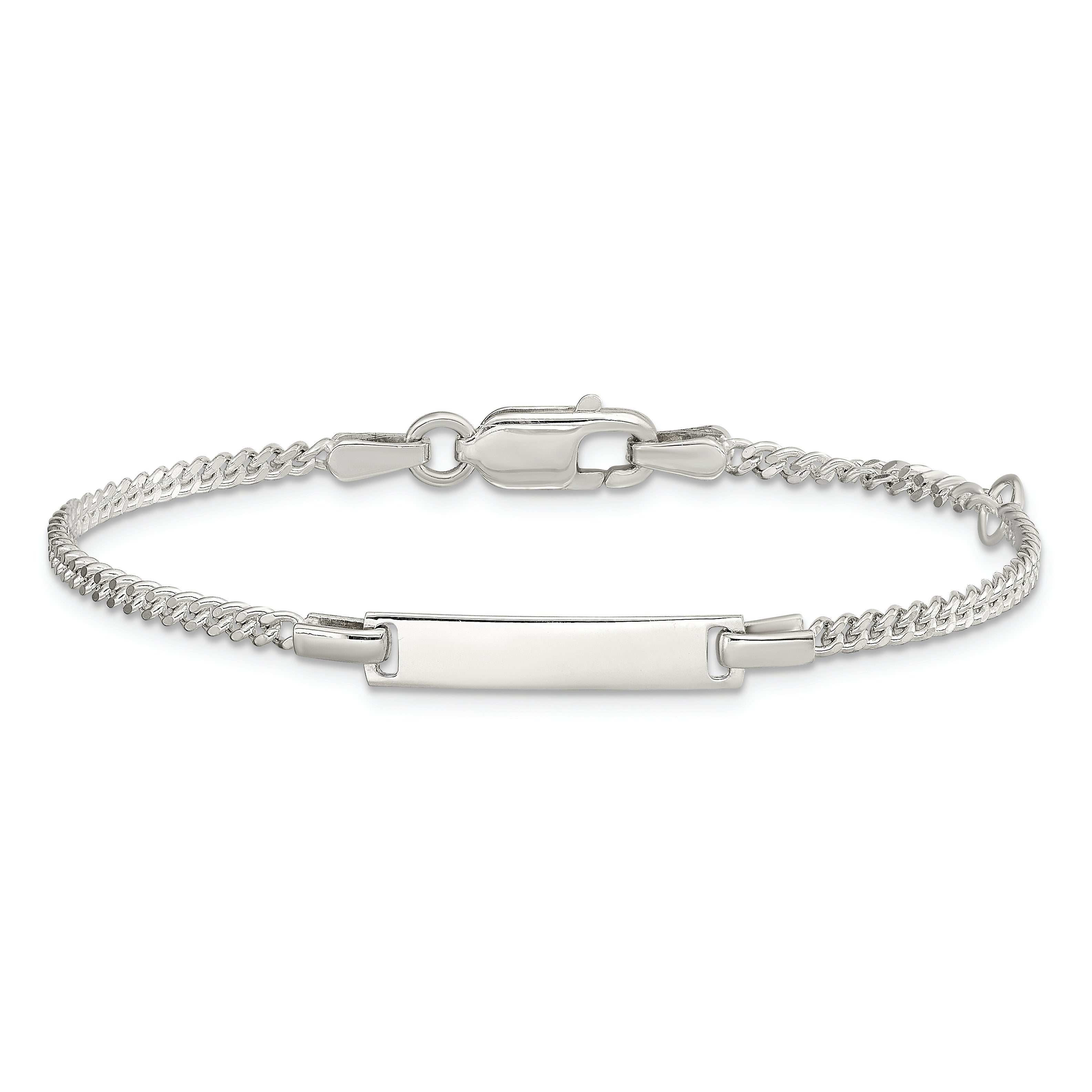 5 Inch Sterling Silver Polished Childrens Id Curb Link 5In Plus 1In Ext. Bracelet