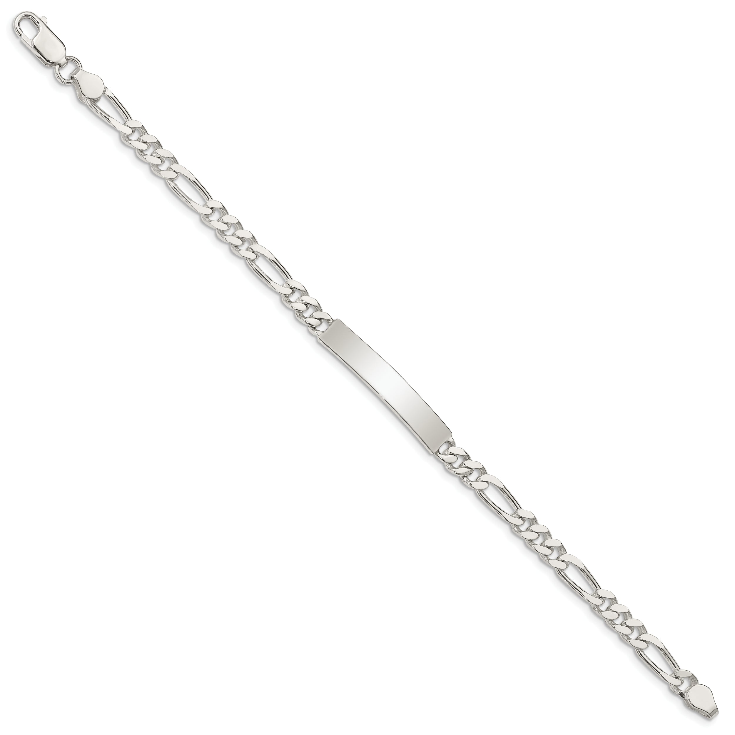 8.5 Inch Sterling Silver Polished Engraveable Figaro Link Id Bracelet
