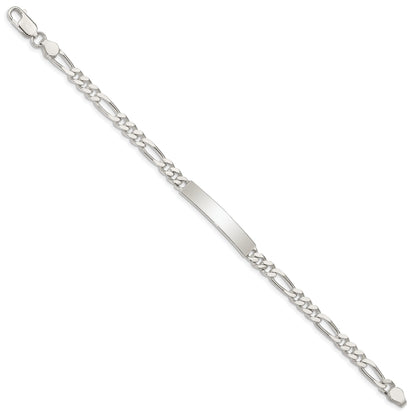 8.5 Inch Sterling Silver Polished Engraveable Figaro Link Id Bracelet